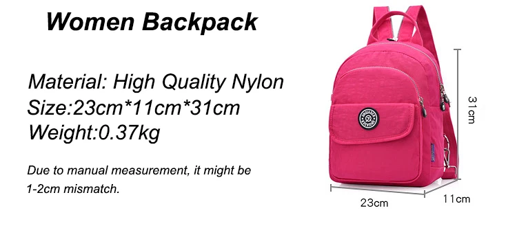 Модный маленький женский рюкзак mochila feminina, Одноцветный нейлоновый светильник для женщин