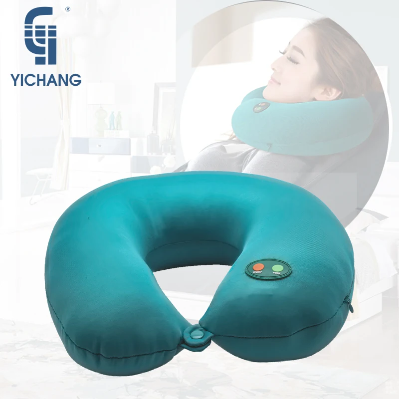 YICHANG Electric Soft Green U Shape Massager Pillow Vibration Safe Neck