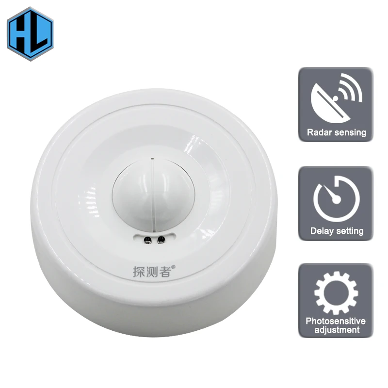 

360 Degree Microwave Radar Detector AC220-240V 50Hz Intelligent Trigger Switch Human Sensor Distance Adjustable for Indoor Home