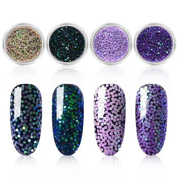 Skup Poznaj 4 Pudełka/zestaw Okrągły Kolorowy Lakier Do Paznokci Cekiny Holograficzne Płatki 3d Moda Błyskotka Brokat Manicure Diy Narzędzie Dekoracyjne