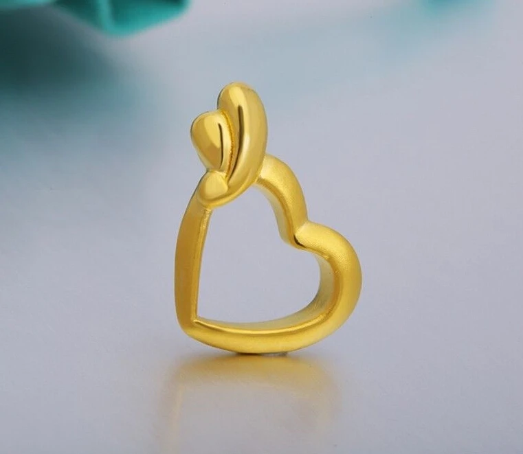

Authentic 24k Yellow Gold Pendant/ 3D Angel Heart Pendant/ 1.7g