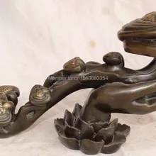 1" Китайский Бронзовый Свинка Будда Ruyi Ru Yi На Лотос Ляньхуа Палец Руки Скульптура