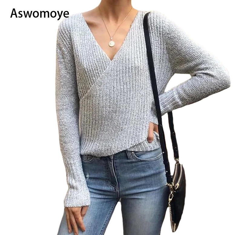 v neck crossover sweater