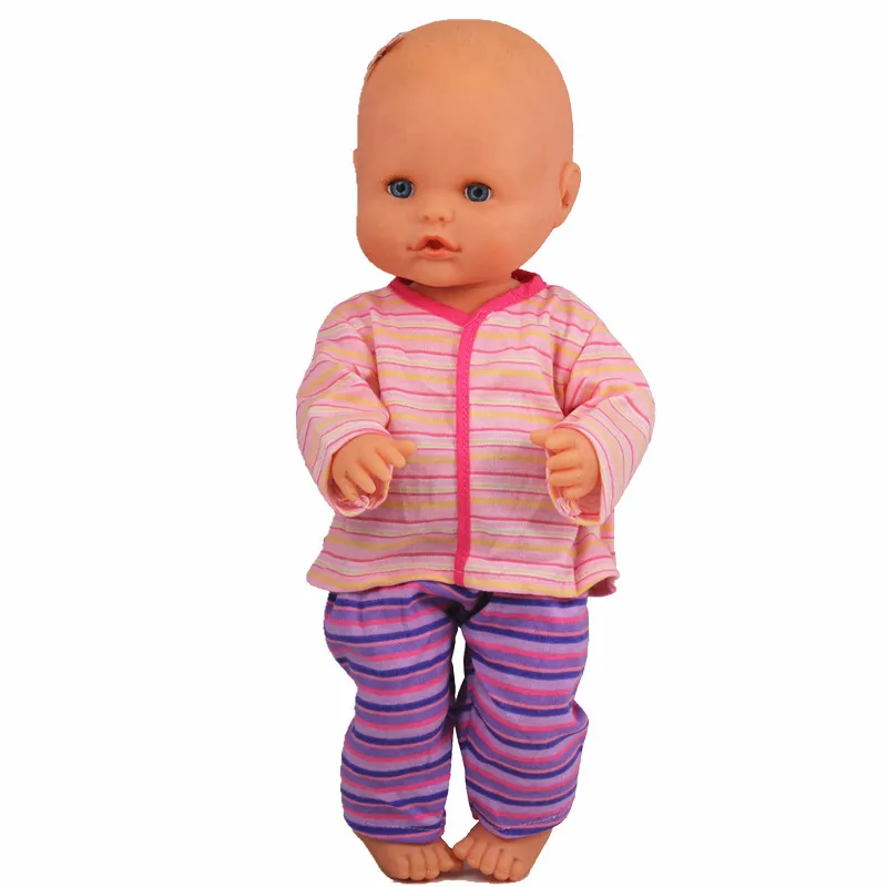 13 дюймов Одежда для кукол 35 см Nenuco Ropa Accesorios Nenuco 35 см детская кукла хорошее качество Мягкая Белая Футболка с рукавами штаны в полоску - Цвет: stripes
