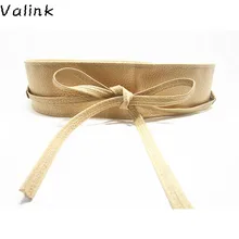Valink 2017 New Fashion Women Belt Soft PU Leather Wide Self Tie Wrap Around Waist Band Dress Belt