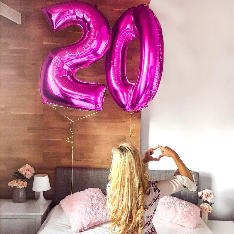 

2PCS 32/40inch Birthday Number Foil Balloons 16 18 20 21 25 30 50 Silver Digital Happy Birthday Party Adult Decorations Balloon