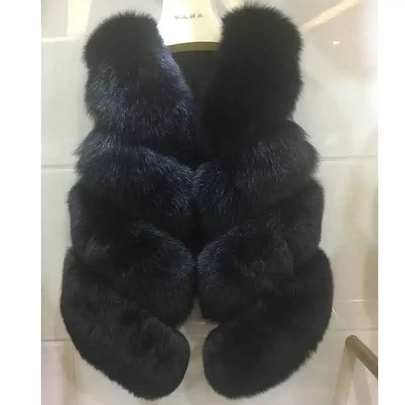 

Jancoco Max Women's 4 Rows Fur Vest Real Soft Thick Fox Fur Waistcoat Lady Winter Genuine Fashion Gilet