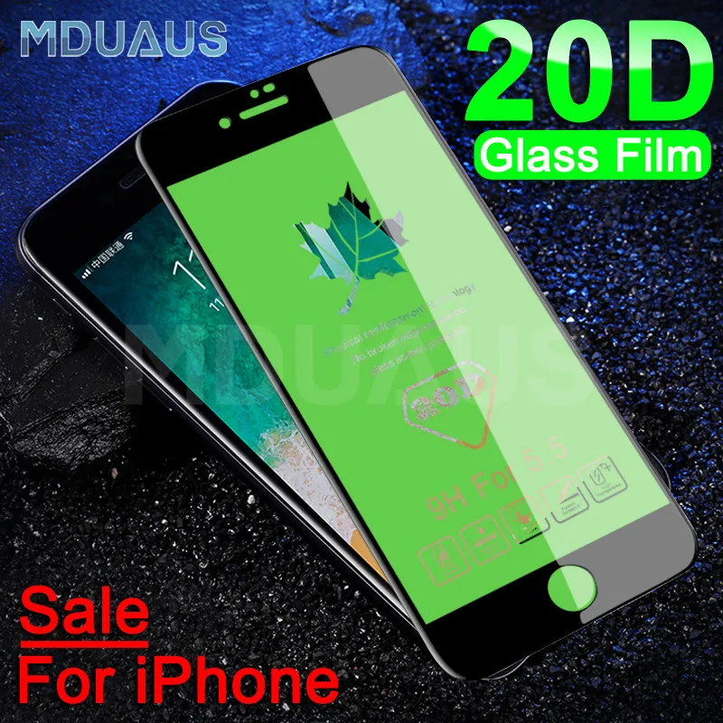 

20D Curved Edge Full Cover Protective Glass On The For iPhone 7 8 6 6S Plus Tempered Screen Protector For X XR XS Max Glass Film