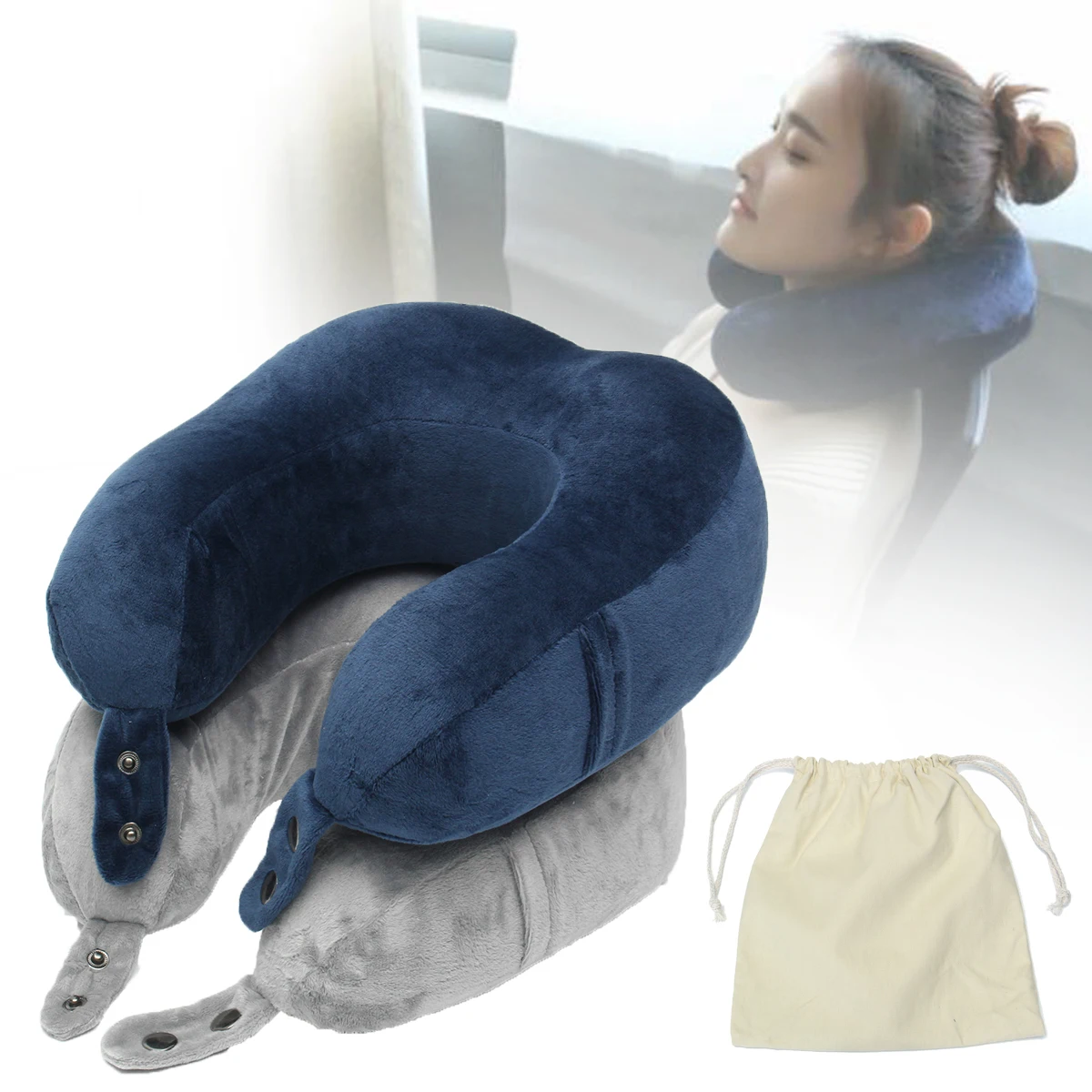 U Shaped Memory Foam Travel Pillow Nap Neck Support Headrest Airplane