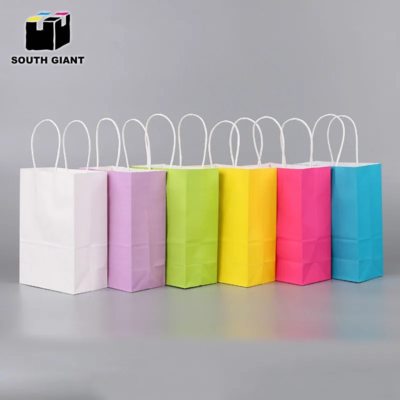 

White Pink Purple Kraft Paper Gift Bags with Handles Durable Shopping Grocery Gift Wedding Party Multi Purpose DIY Paper Bags