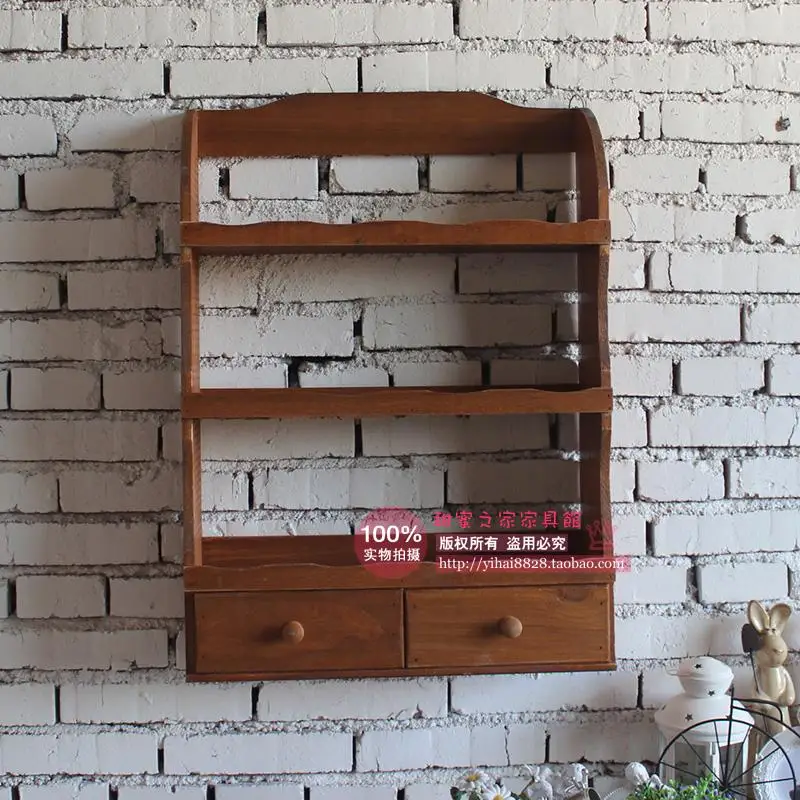 

American creative wood wall wood wall shelf bookcase shelf Storage racks word separator Storage Rack