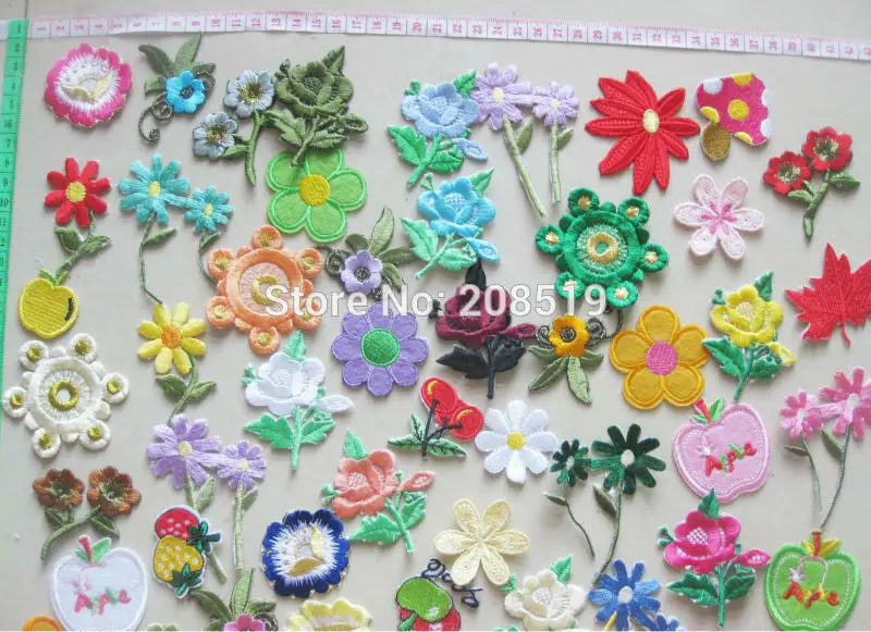 

AE0060 Assorted Patterns mixed colors 25pcs Iron On flower Patches Garment accessories