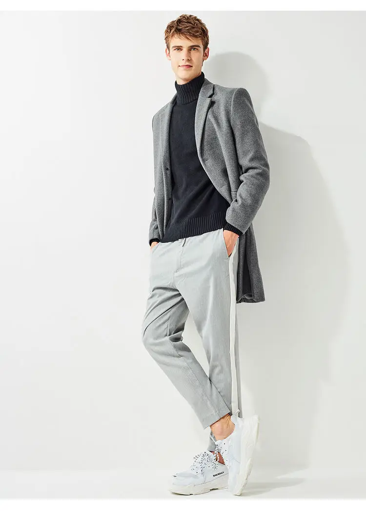 Giordano мужское шерстяное пальто средней длины, выполненное в однотонном оттенке,имеется два варианта цвета на выбор