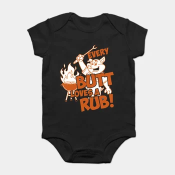 

Baby Onesie Baby Bodysuits kid t shirt Funny white Black tee Bbq Every Butt Loves A Rub And