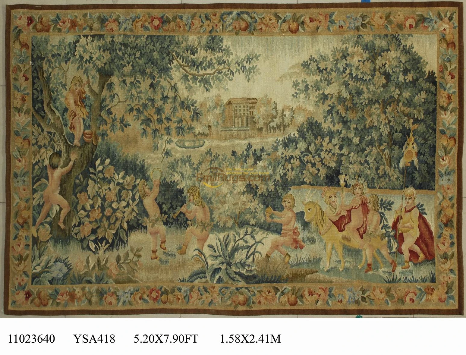

Antique French Hand Woven Beautiful Flowers Aubusson Tapestry Exquisite Runner Room Antique Tapestry Bedding