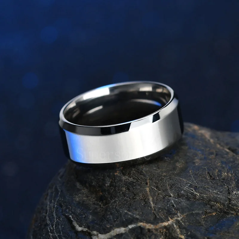 Letdiffery 8 мм нержавеющая сталь Выгравированные названия логотип персонализированные женские кольца золотые черные индивидуальные юбилейные мужские кольца - Цвет основного камня: 8mm Silver