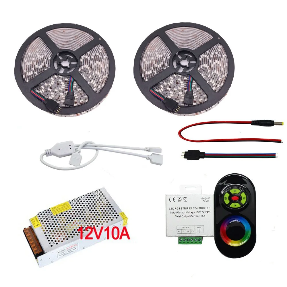 5 м-20 м 60led/M SMD 5050 RGB светодиодные ленты набор DC12V светодиодный гибкий свет + 5 # RGB инфракрасный светодиодный контроллер + адаптер питания