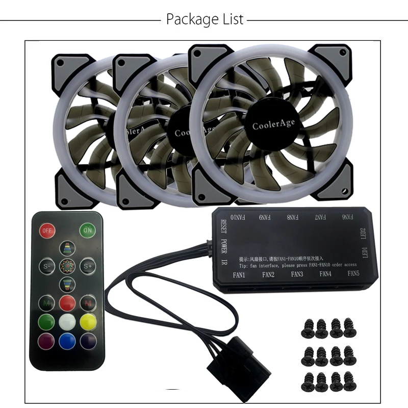 3PCS PC Computer Case Cooler Cooling RGB LED 120 mm Low Noise High