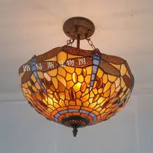 Европейский Fordjoy Стрекоза Tiffanylamp люстра Бальные антистеклянные лампы для спальни освещение антикварная красота бар вниз ностальгия