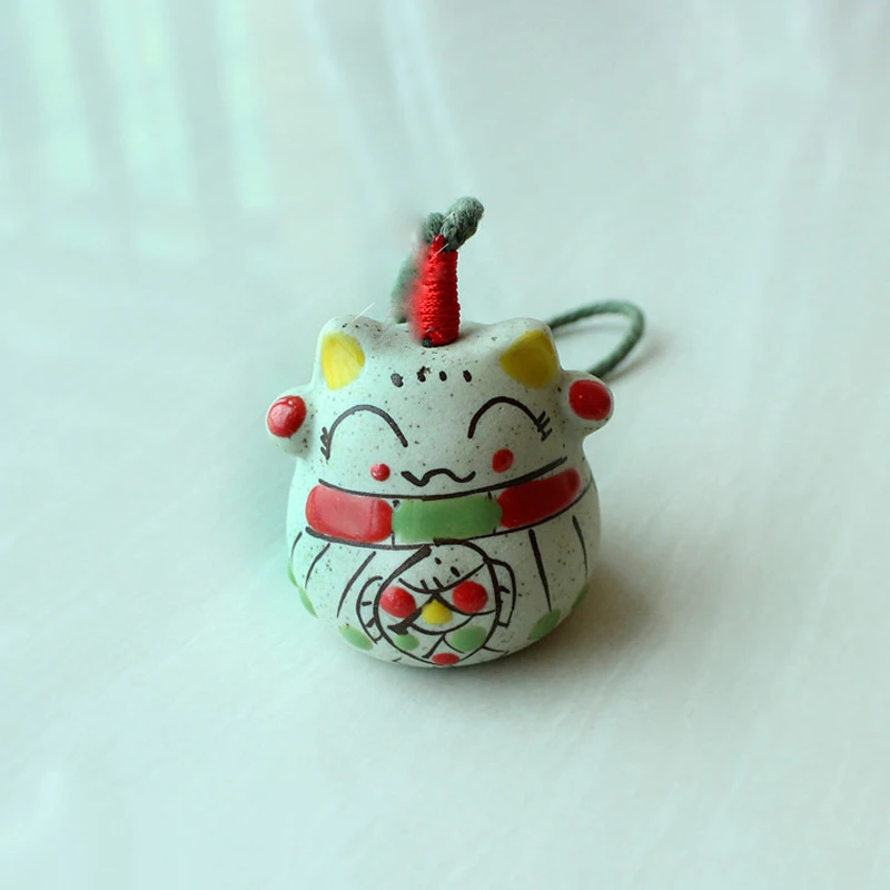 Saim Cute Animal Cat Ceramic Wind Chimes Lucky Bells Chinese Windchime