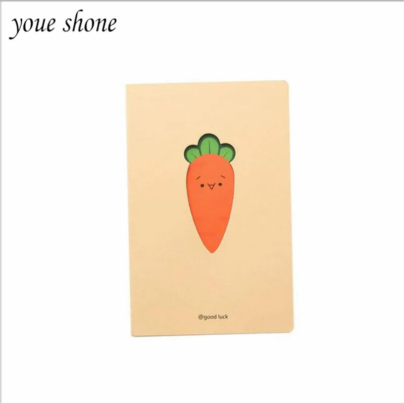 

1PCS Creative hollow carrot car line notebook student A5 notebook kraft paper cover horizontal line Planners for student 21*13cm