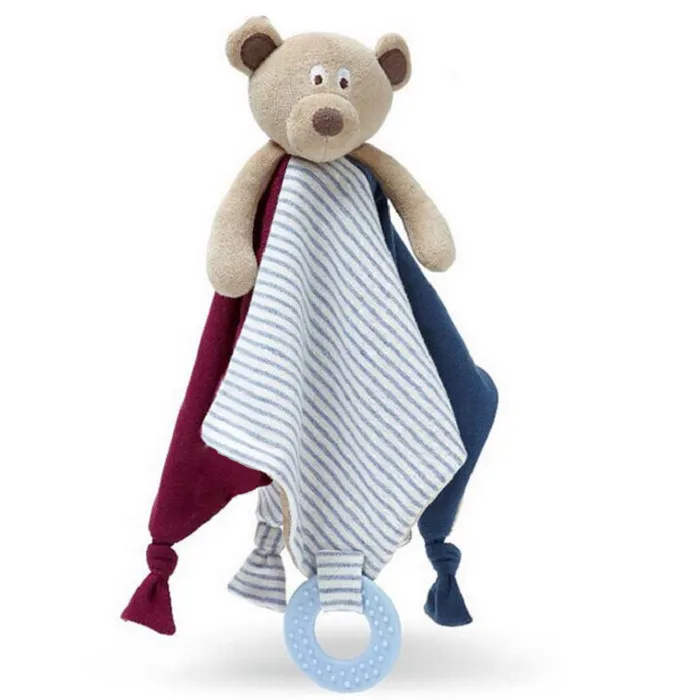 

Baby Toys Comforter Toy Teether Cute Cartoon Bear Soft Plush Rattle Ring Bell Multifunctional Appease Towel