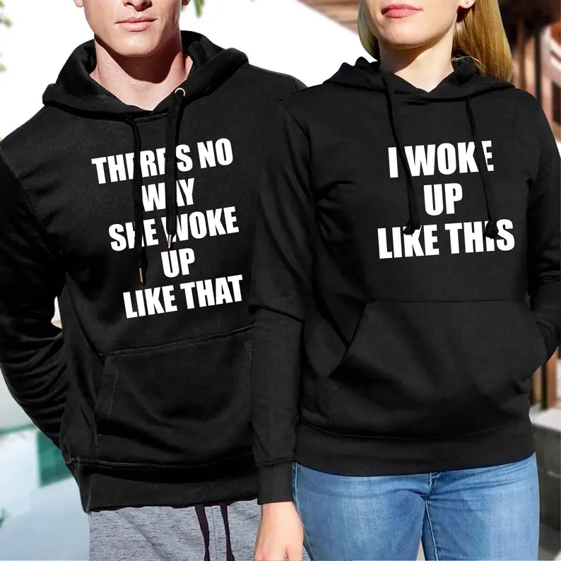 Skuggnas New Arrival I Woke up Like This Matching hoodies His and Hers Couple's Hoodies Funny Matching Clothing drop ship lisa kindred i like it this way 1 cd