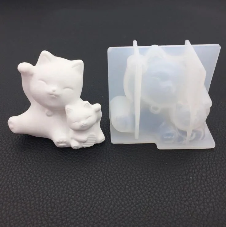 

Diy crystal drop plastic mirror three-dimensional lucky cat mold aroma gypsum silicone handmade decorative