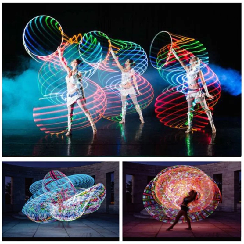 

Abdominal Fat Loss Light Fitness LED Colorful Change Fitness Circle Performing Arts Foldable Sport Hoop Gym Fitness Equipments
