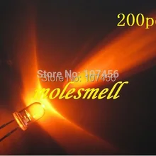 200 шт. 5 мм Ультра яркий светодиодный Orange свет круглый Orange прозрачный Orange светодиодные лампы
