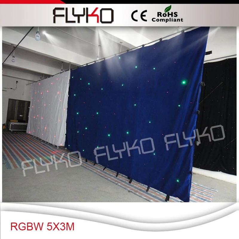

colorful fireproof velvet cloth for stage decoration led vision cloth curtain/star curtain 3*5m stage size