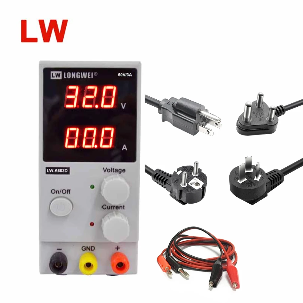 

LW-K603D DC Power Supply Adjustable high precision dual LED display DC protection function 60V 3A Switch Laboratory Power Supply