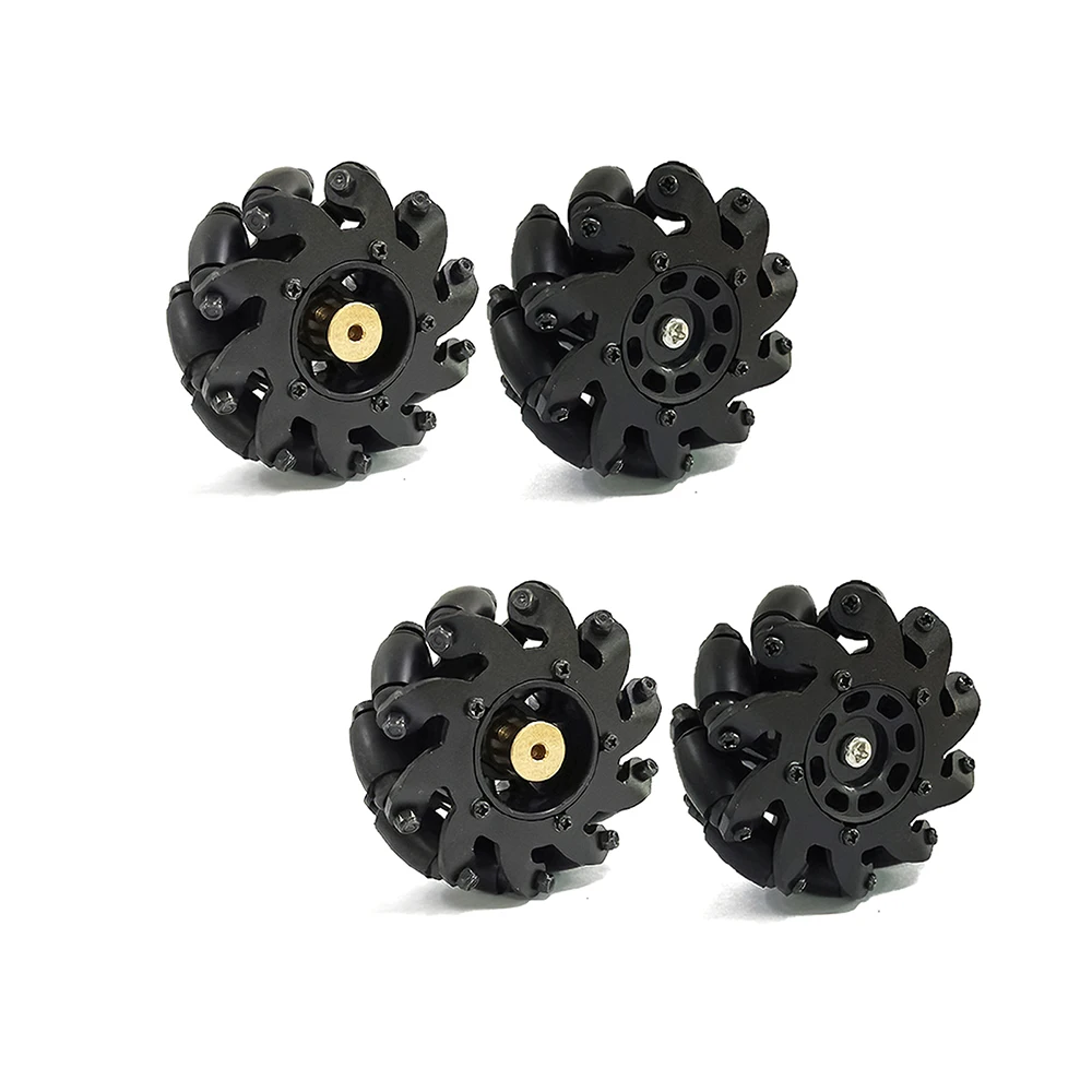 4Pcs Mecanum Wheel Kit Heavy Duty Drive 4WD Wheel Omnidirectional Mecanum Wheel with Coupling for 1/10 RC Truck Buggy