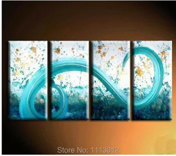 

New Modern Abstract Line Artwork Letter S Oil Painting On Canvas 4 Panel Arts Set Home Wall Decoratiove Picture For Living Room