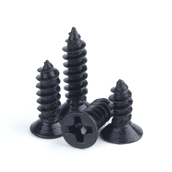 

100pcs Black Steel Self-tapping M1.7/M2/M2.3/M2.6/M3/M3.5/M4 Small Wood Screws