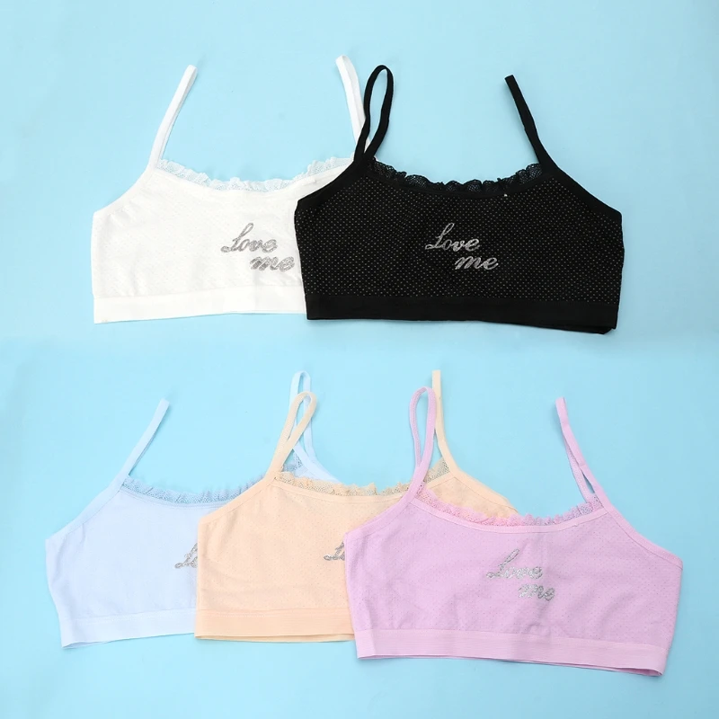 new Young Girls Cotton Camisoles Girl Underwear Printing Lace vest Top For Teens Training camisole