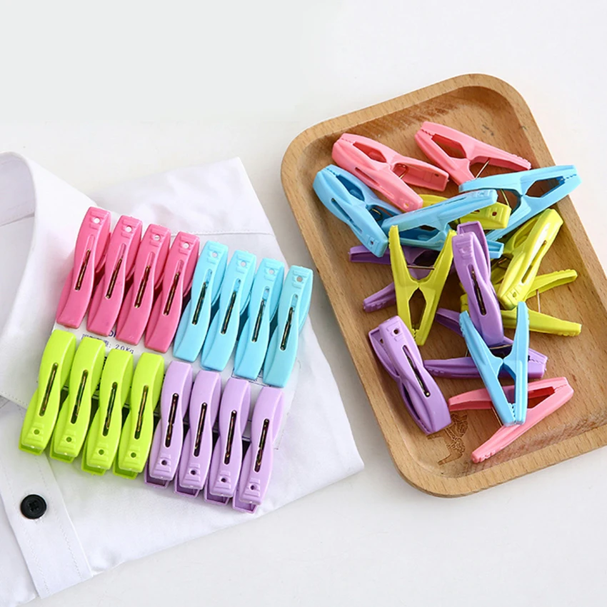 

12pcs Plastic Clothes Pegs Laundry Clothespin Storage Organizer Quilt Towel Clips Spring With Basket Pegs Travel Accessories