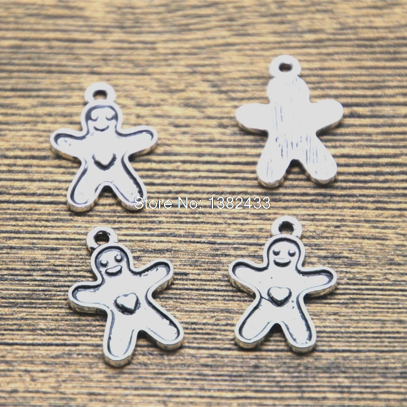 

20pcs Gingerbread man charms silver tone Gingerbread man charm pendants 14x20mm