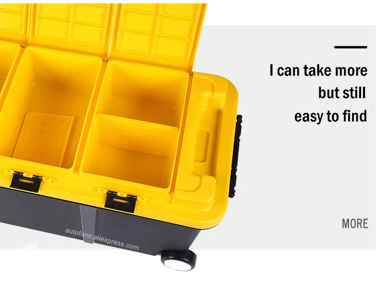 Excellent Autofans 75L Plastic Auto Trunk Storage Box Independent Cabinet Boot Organizer Wheel Car Trunk Container Boot Trolley Box S11 25