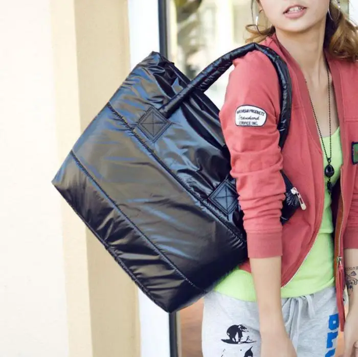 Новое поступление, модная женская сумка на одно плечо, сумка-тоут, хлопковая пуховая сумка, Повседневная одноцветная женская сумка