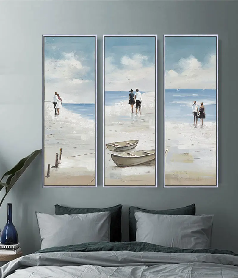 Пейзаж Морской пейзаж холст искусство 3 предмета живопись принты для гостиной домашний декор офис Декор океан пляж прогулки