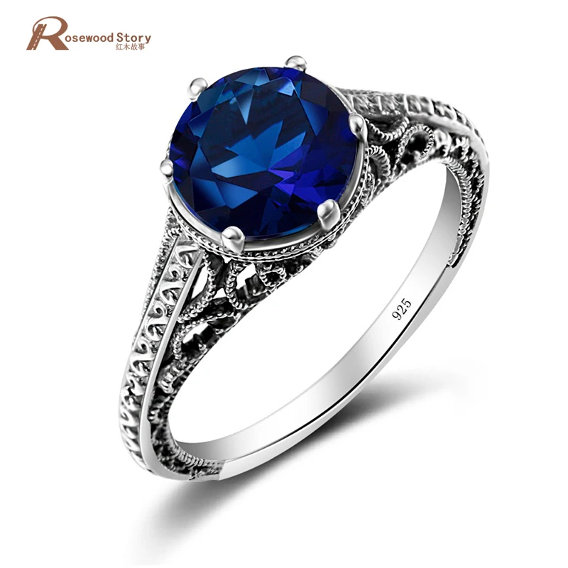 

Dubai Engagement Real 925 Sterling Silver Vintage Rings Luxury Created Sapphire Jewelry For Women Wedding Crystal Ring Handmade