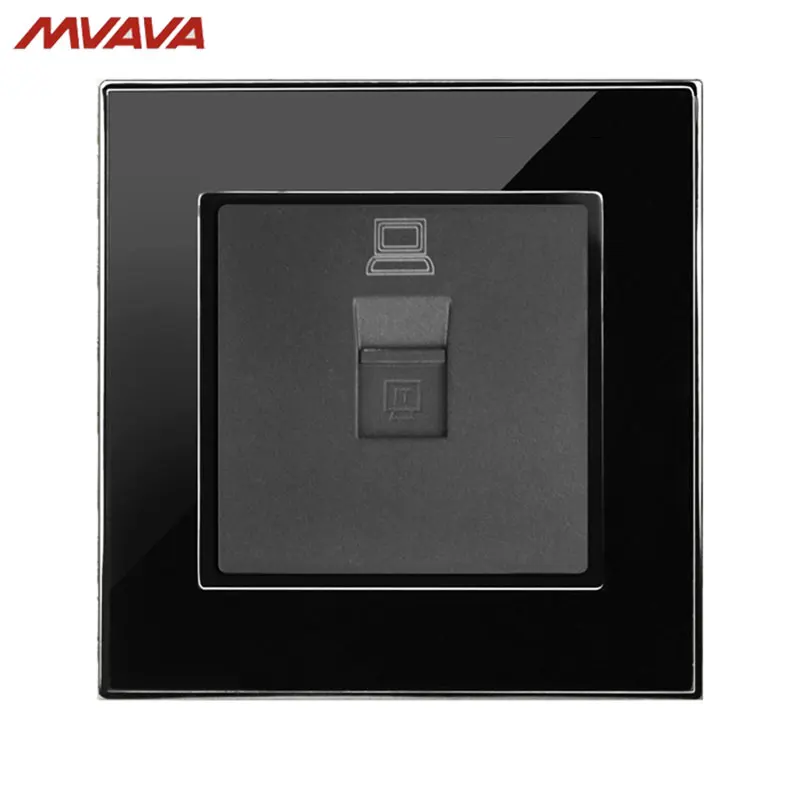 

MVAVA PC LAN Wall Decorative Socket Computer Jack Plug Universal Receptacle Luxury Mirror Black Panel Outlet Free Shipping