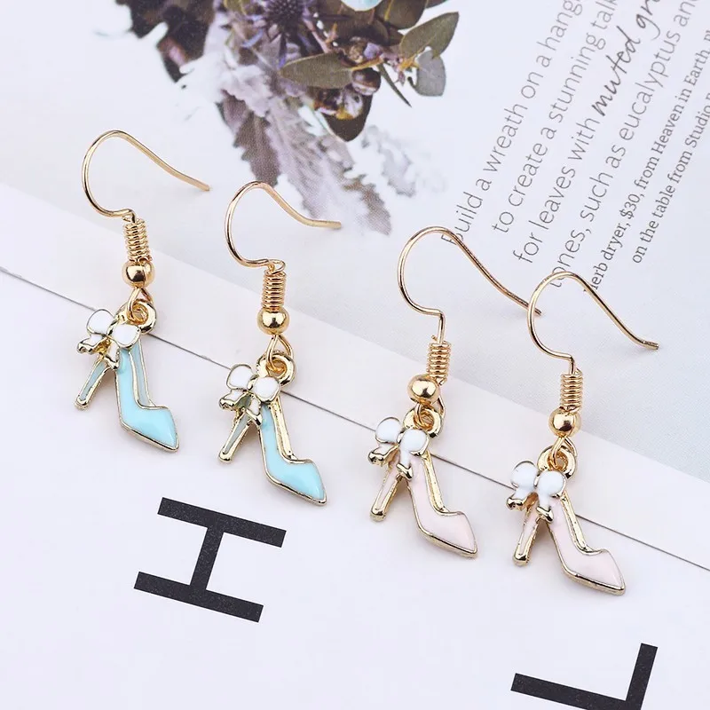 DIY Мультяшные Сережки для женщин Kawaii высокий каблук Earing парные красочные стразы