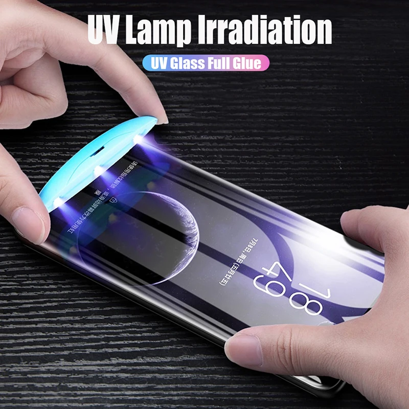 

5D UV Full Liquid Glue Screen Protector For Samsung Galaxy S10e Plus Tempered Glass For Samsung Note 9 8 S9 S8 Plus S7 S6 Edge