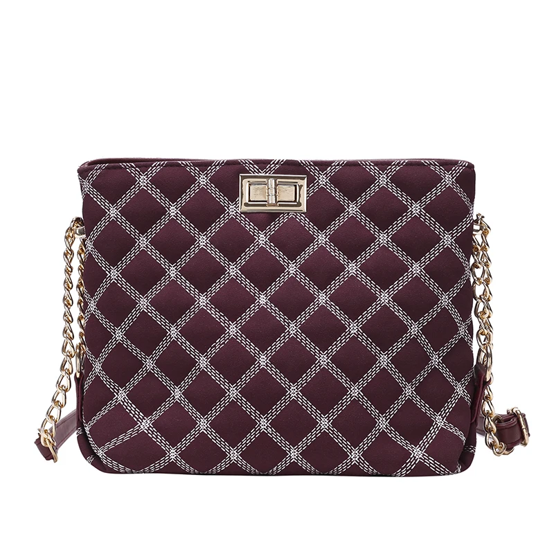 

2019 Bag Women Shoulder Bags Crossbody Bags For Women Pu Plaid Hasp Retro New Autumn Winter Embroidery Chain Shoulder