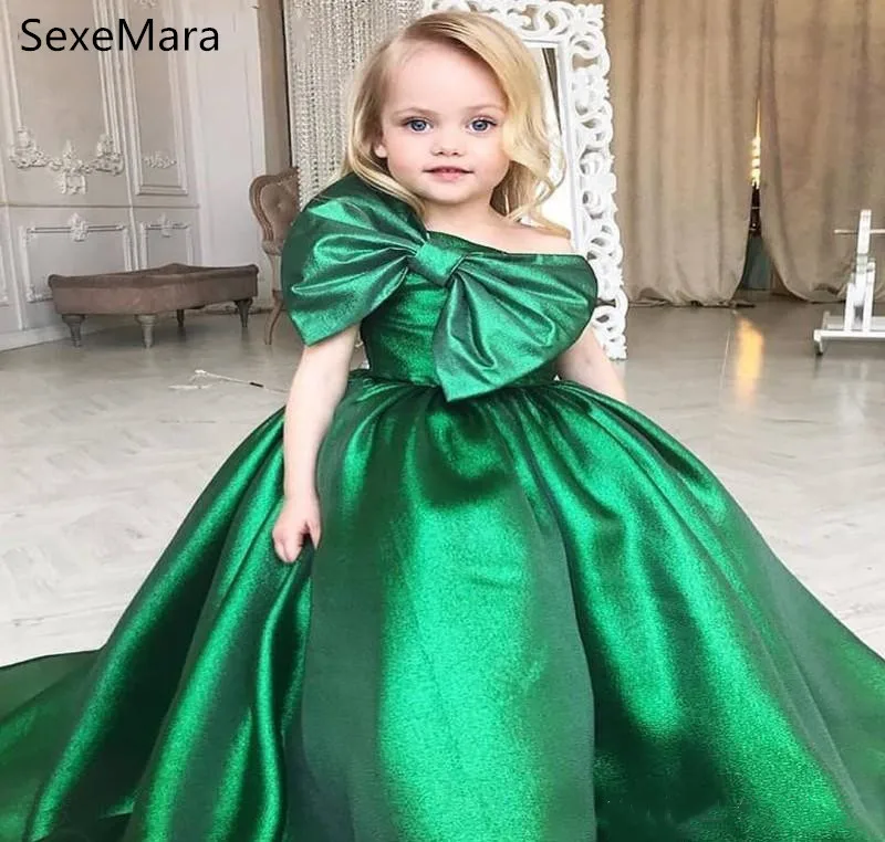 Green Children's Dress Hunter Green Girls Toddler Full Length Flower  Girl Dress  Lisa