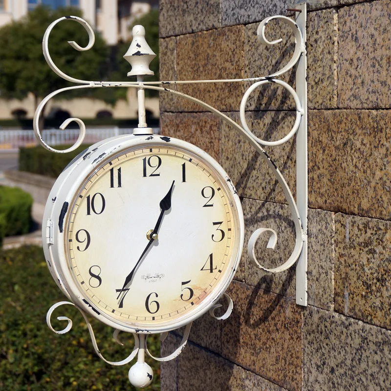 Double Sided Wall Clock Large watch Vintage Saat Relogio de Parede