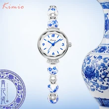 Kimio retro realmente chino reloj de cerámica azul y blanco porcelana china auspicioso pulseras mujeres relojes de marca de lujo
