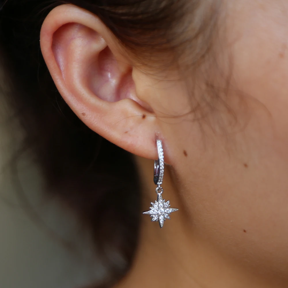 2019 fashion Korean fresh simple temperament CZ North star earring wholesale starburst charm sparking cz female jewelry
